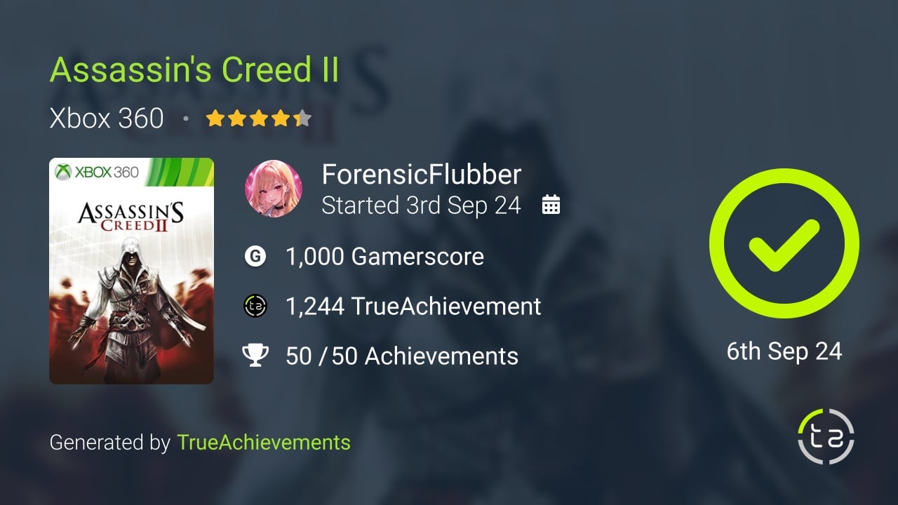 Assassin's Creed II achievement summary